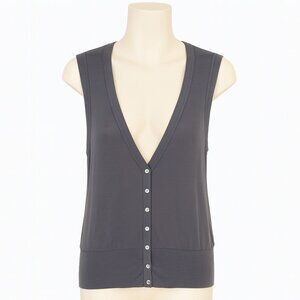 Splendid Gray Cotton Button Down Tunic Vest Women’s M Lightweight Layering